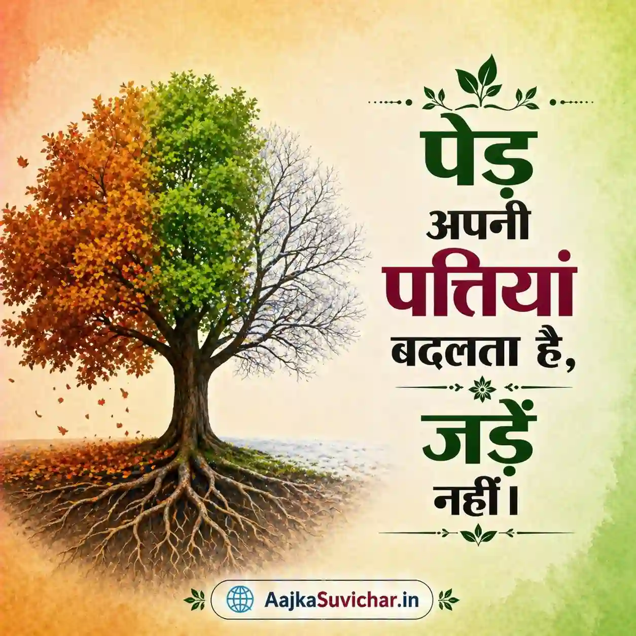 पेड़ अपनी पत्तियां बदलता है, जड़ें नहीं।