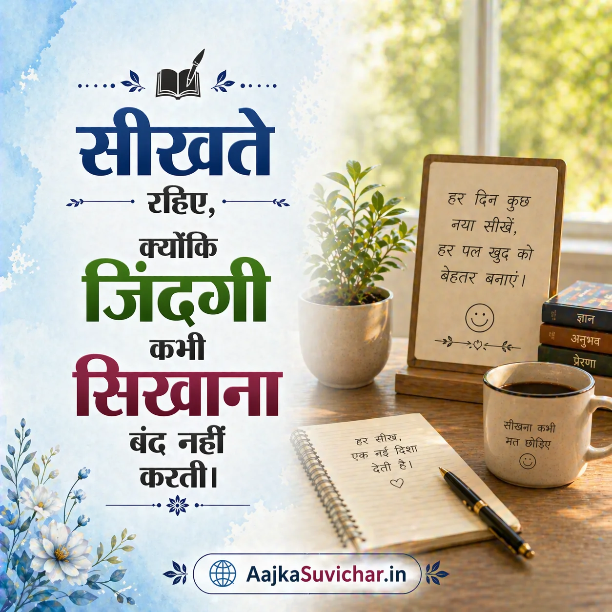 आज का सुविचार - 31 मार्च 2026 : सीखते रहिए, क्योंकि जिंदगी कभी सिखाना बंद नहीं करती। Keep learning, because life never stops teaching.