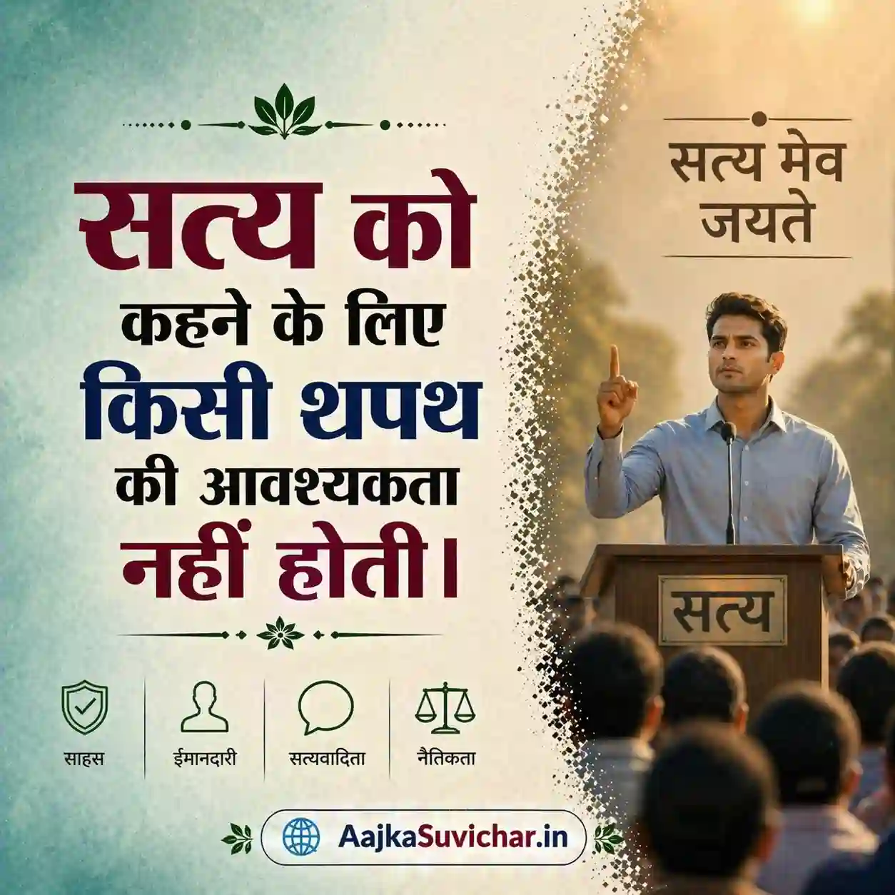 सत्य को कहने के लिए किसी शपथ की आवश्यकता नहीं होती।