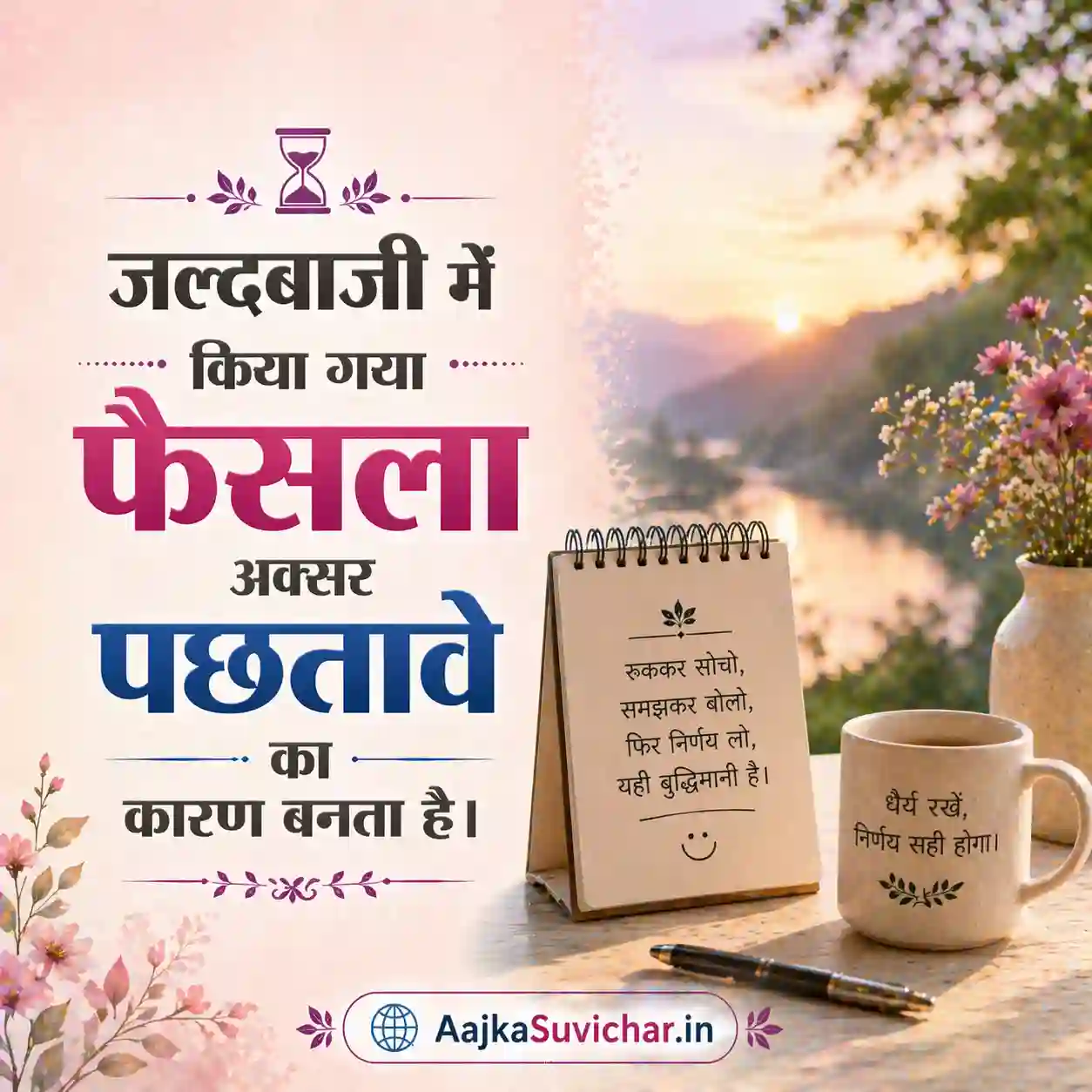 जल्दबाजी में किया गया फैसला अक्सर पछतावे का कारण बनता है।